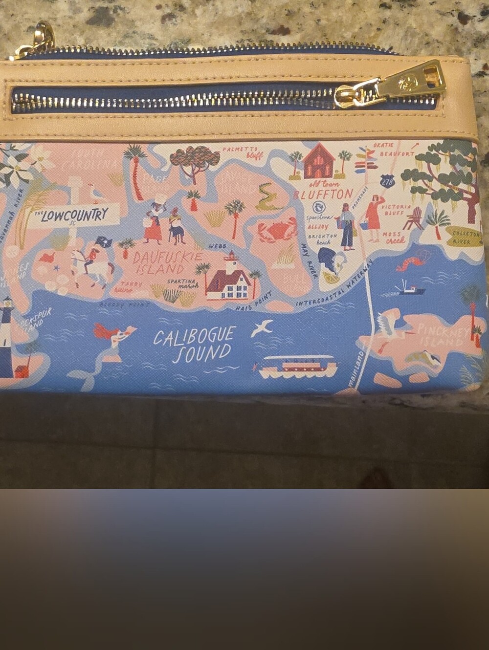 Spartina Hilton Head Wristlet Clutch in Blue and Pink